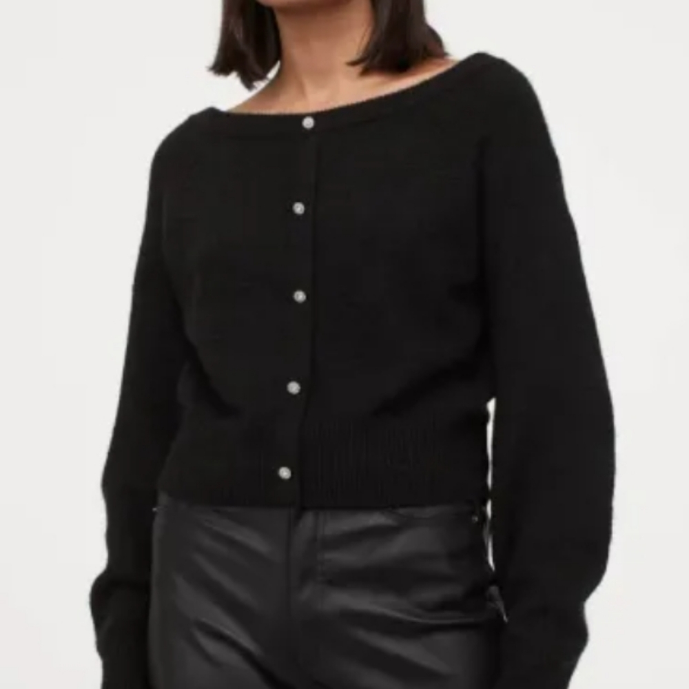 H&M Festive Rhinestone Button Sweater - image 2